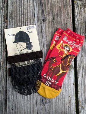 Equestrian English Horse Riding Hairnet and Socks Set of 2